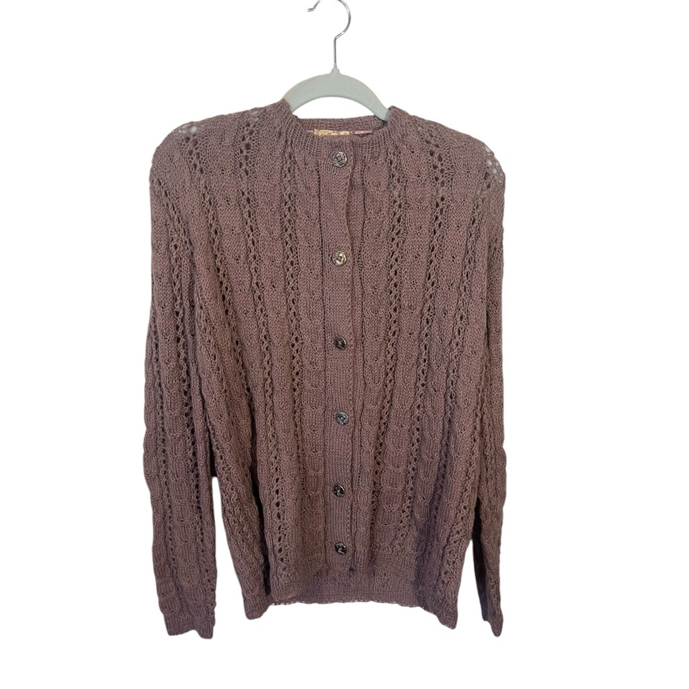 true vintage lavender cardigan from the knitting needles of.. handknit sweater